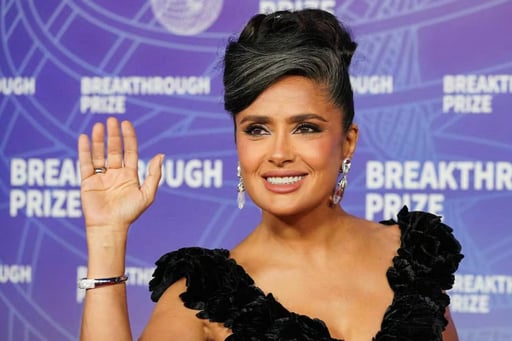 Salma Hayek lució sus canas en los Breakthrough Prize, generando conversación en redes sociales donde recibió elogios y críticas sobre su apariencia natural