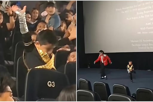 Un niño disfrazado de Michael Jackson se volvió viral tras bailar en una sala de cine en México y contagiar entusiasmo entre asistentes durante el estreno