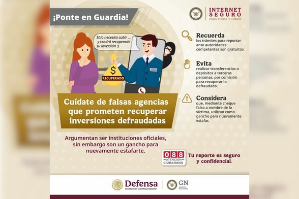 SEGURIDAD Los delincuentes se aprovechan de personas que ya fueron víctimas de estafas financieras.  En medio del crecimiento de las estafas en línea, autoridades como