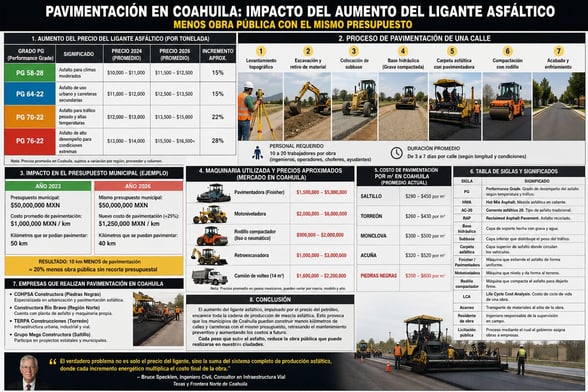 COSTOS El aumento del precio del ligante asfáltico, ligado a la inestabilidad global del petróleo, ha incrementado hasta 30% el costo de la mezcla asfáltica