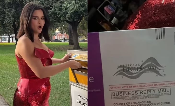 Selena Gomez vota y luego deslumbra en la alfombra roja de “Los Hechiceros más allá de Waverly Place”