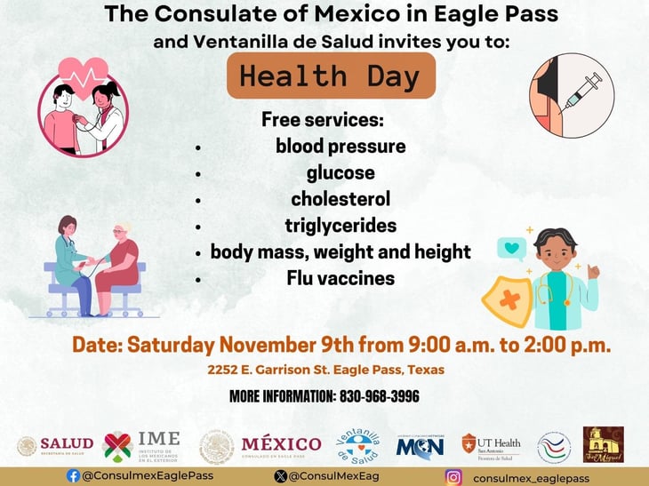 Jornada de salud gratuita en el Consulado de México en Eagle Pass