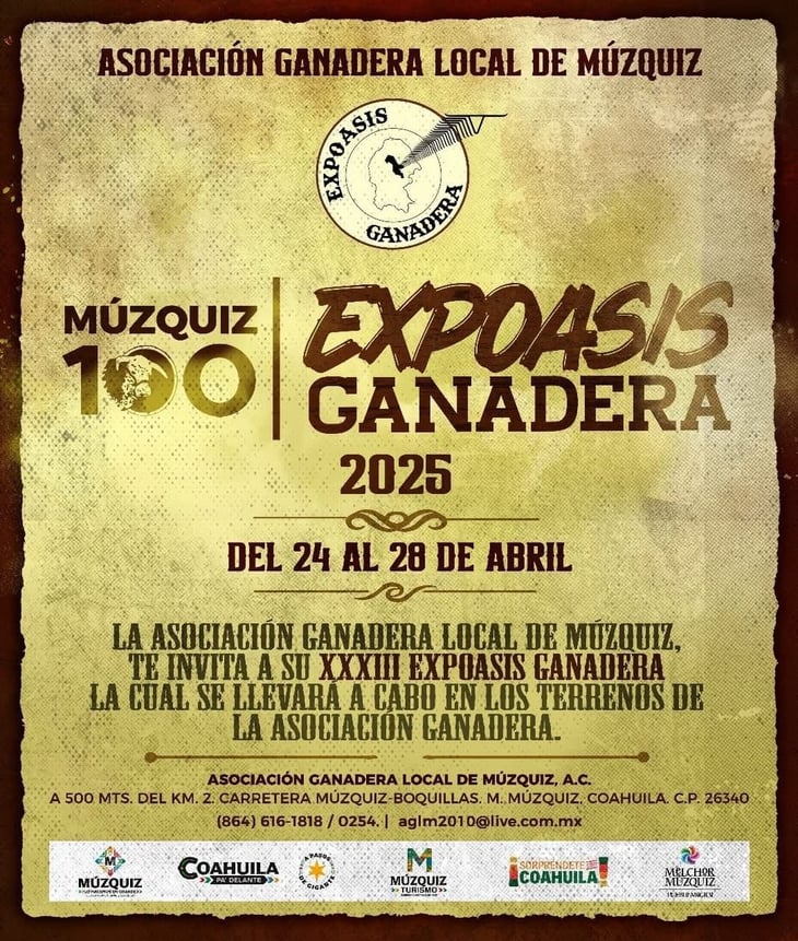 La Asociación Ganadera de Múzquiz invita a la coronación de la reina de la feria ganadera 2025