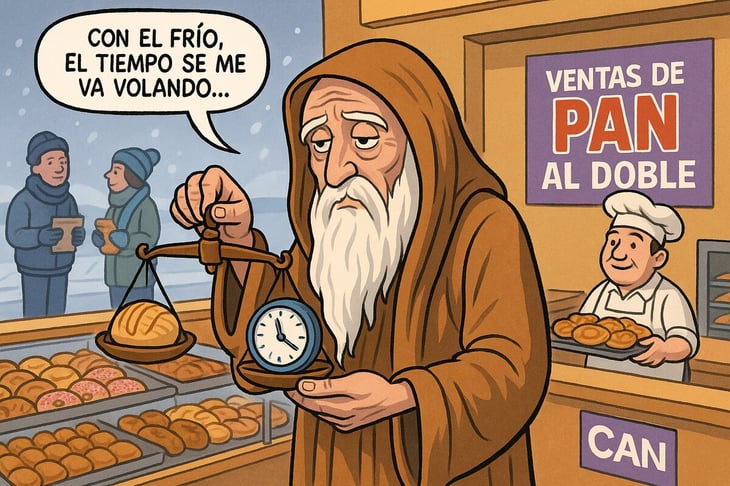 Caricatura editorial - El frío dispara el consumo de pan
