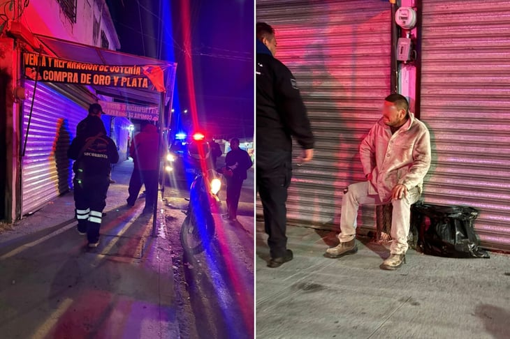 Motociclista derrapa por pavimento mojado en la colonia La Sierrita