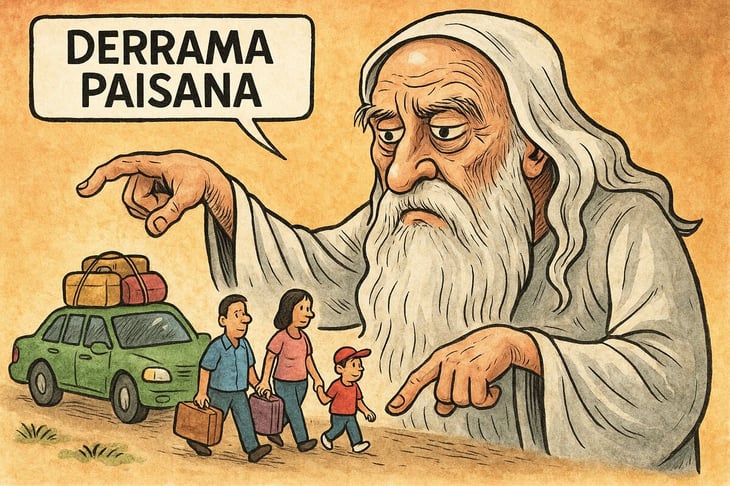 Caricatura editorial - Paisanos de paso, economía en movimiento