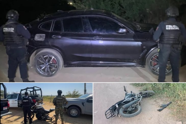 Aseguran vehículos, armas y presunta droga en operativos en Sinaloa