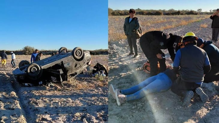 Volcadura en carretera de La Laguna deja cuatro lesionados