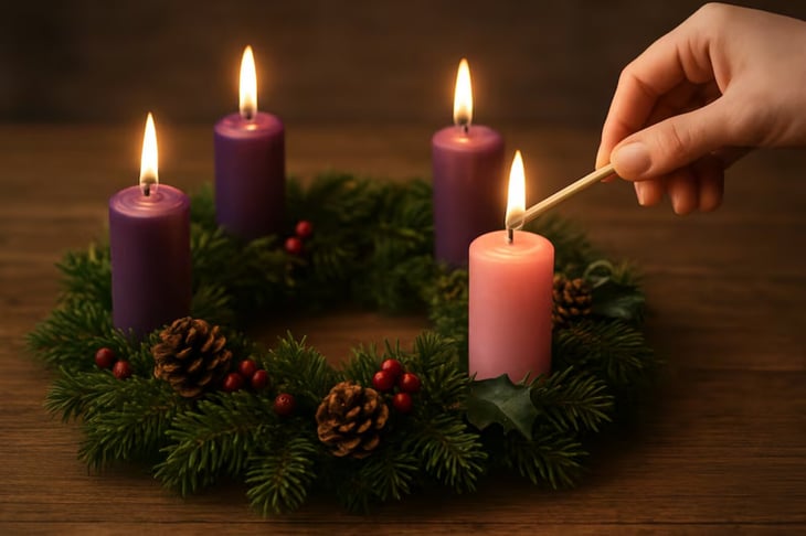 Tercer domingo de Adviento: significado de la vela rosa y el Gaudete