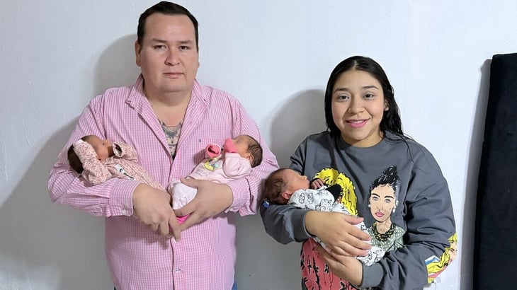 Trillizas llegan a casa y llenan de amor a Frontera