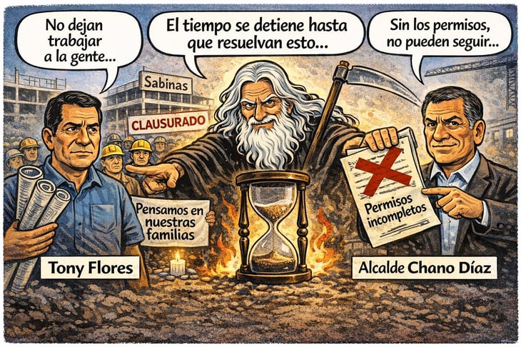 Caricatura editorial - Reloj parado en Sabinas