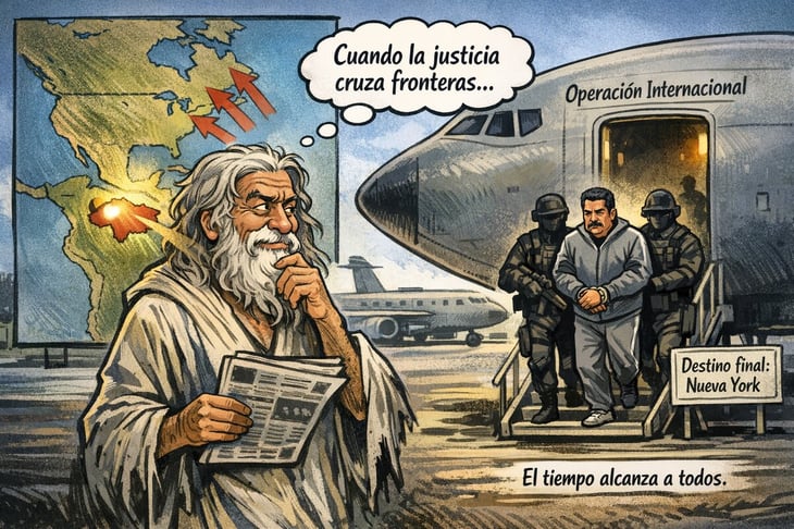 Caricatura editorial - De Caracas a Nueva York