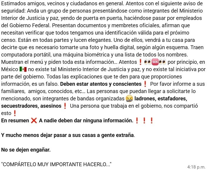 Alertan por falsos funcionarios que buscan robar datos personales casa por casa