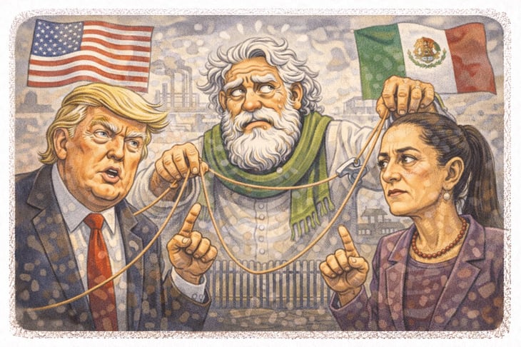 Caricatura editorial - T-MEC bajo presión