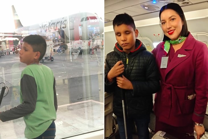 Santi niño invidente que voló alto y cumplió su sueño de subir a un avión