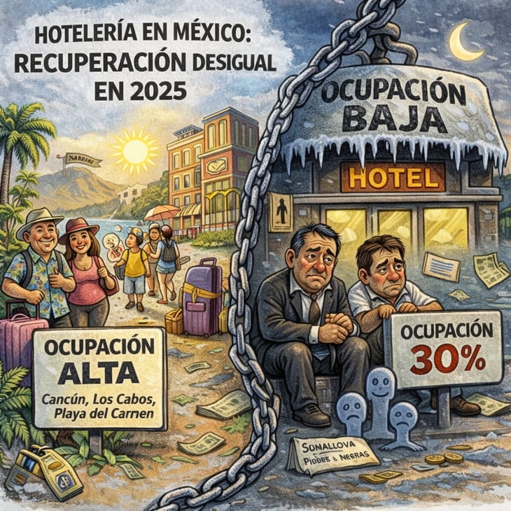 Caricatura editorial -  Turismo impulsa destinos clave, pero rezaga a ciudades del interior