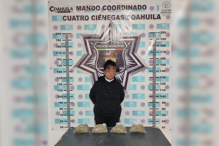 Detienen a mujer de la tercera edad con medio kilo de marihuana en Cuatro Ciénegas