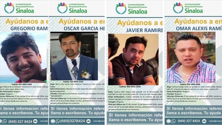 Emiten fichas de búsqueda de cuatro turistas desaparecidos en Mazatlán