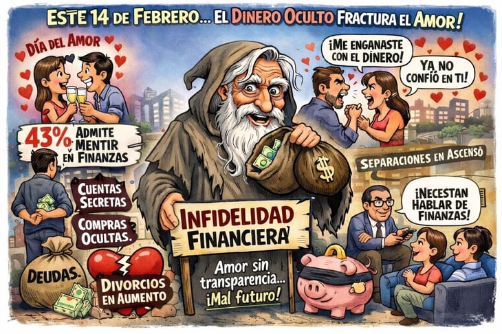 Caricatura editorial - Infidelidad financiera: el enemigo silencioso del matrimonio