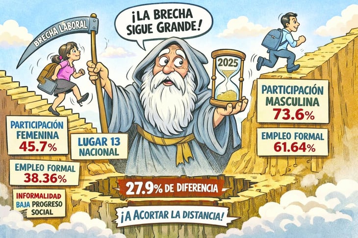 Caricatura editorial -  Cronos mide la desigualdad laboral