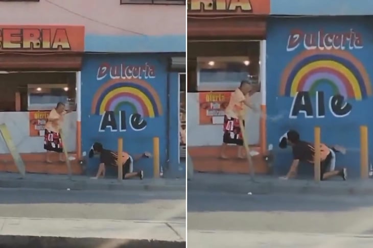 Mujer ahuyenta a jicarazos a 'therian' frente a dulcería en Veracruz