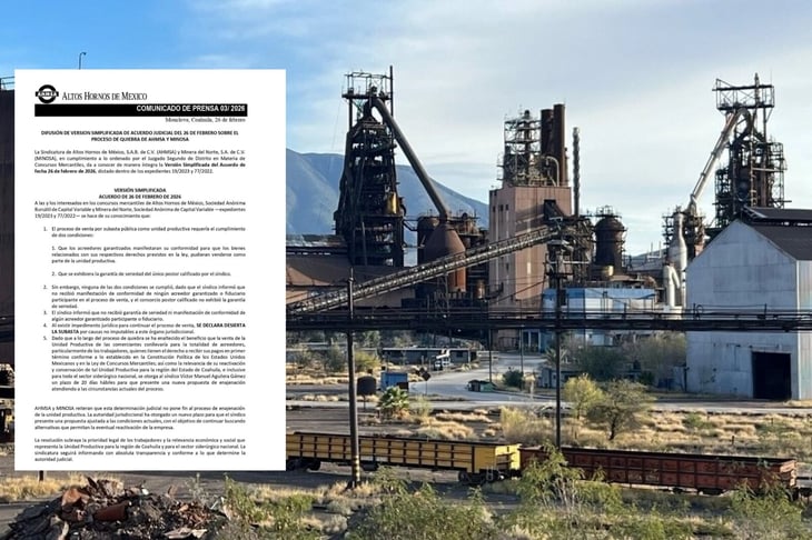 Juzgado declara desierta subasta de AHMSA y Minera del Norte