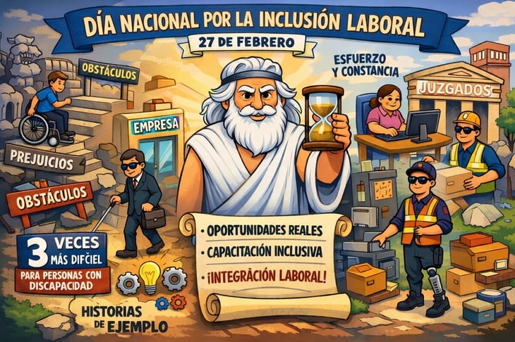 Caricatura editorial - Inclusión laboral el reto que sigue marcando el reloj