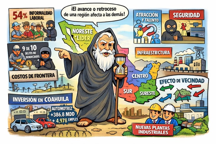 Caricatura editorial - Coahuila impulsa liderazgo competitivo del Noreste