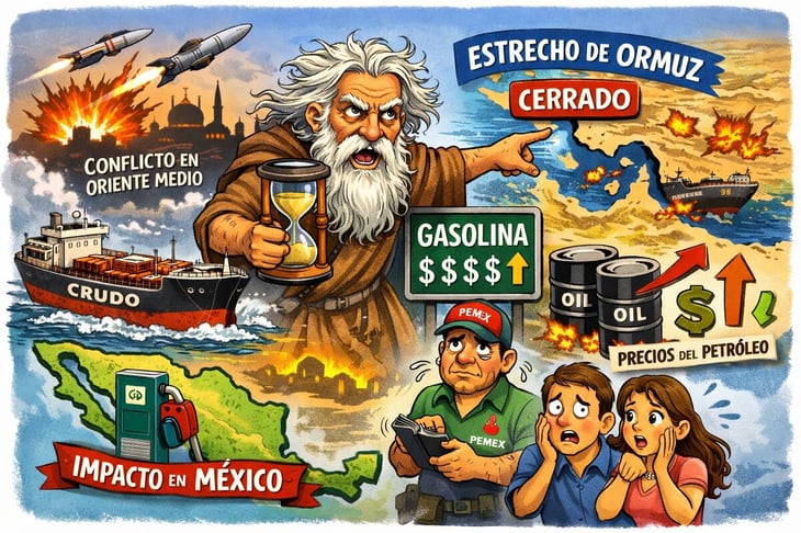 Caricatura editorial... Escalada en Irán pone en alerta al mercado energético mexicano