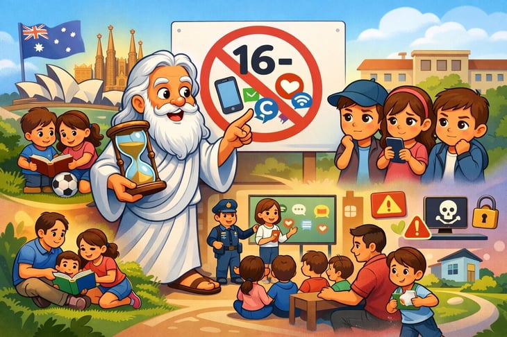 Caricatura editorial - Advierten riesgos del uso de redes sociales en niños y adolescentes