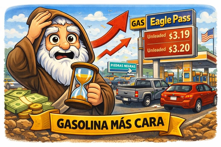 Caricatura editorial - Automovilistas afectados por aumento de combustible en la frontera norte