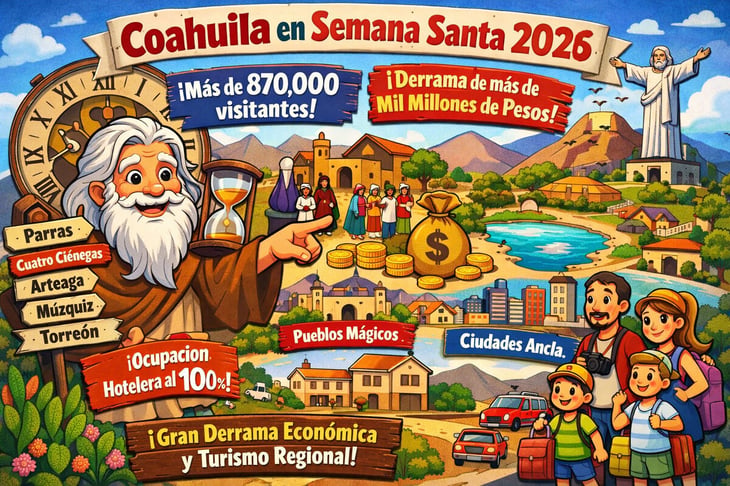 Caricatura editorial - Coahuila listo para recibir a cientos de miles de turistas en Semana Santa