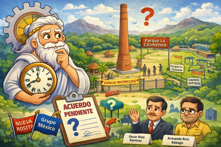 Caricatura editorial - Incertidumbre por futuro del Parque La Chimenea en Nueva Rosita