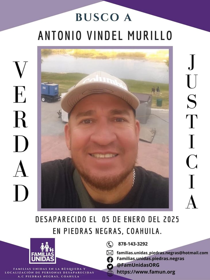 Buscan a Antonio Vindel Murillo en Piedras Negras