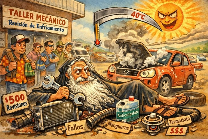 Caricatura editorial - Altas temperaturas saturan talleres