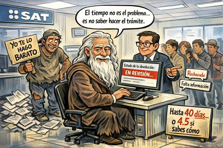Caricatura editorial - Trámite sin guía, dinero perdido