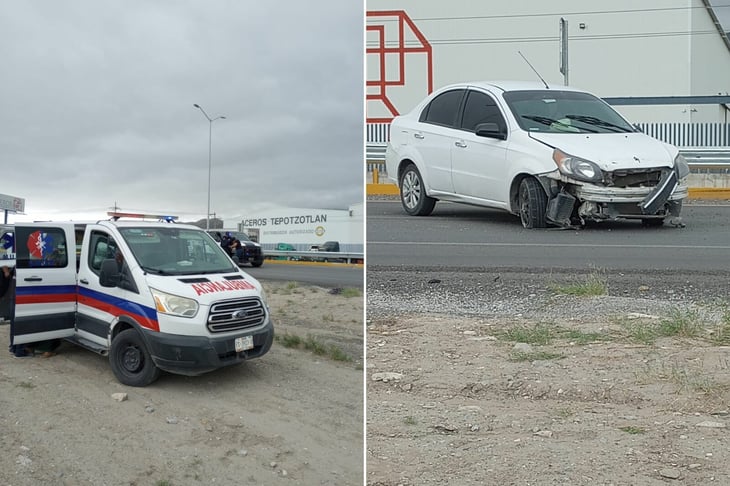 Aparatoso choque en el libramiento Carlos Salinas deja auto destrozado; familia resulta con golpes menores