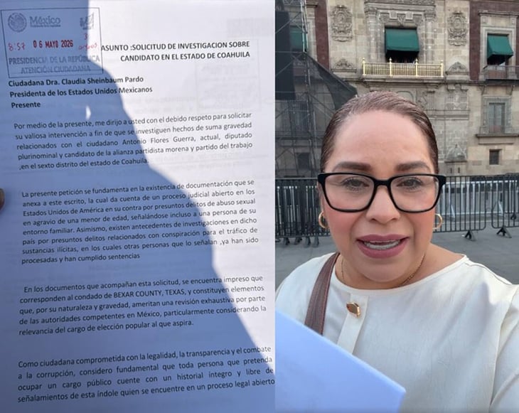 Mónica Escalera entrega documentos contra Antonio Flores Guerra en Palacio Nacional