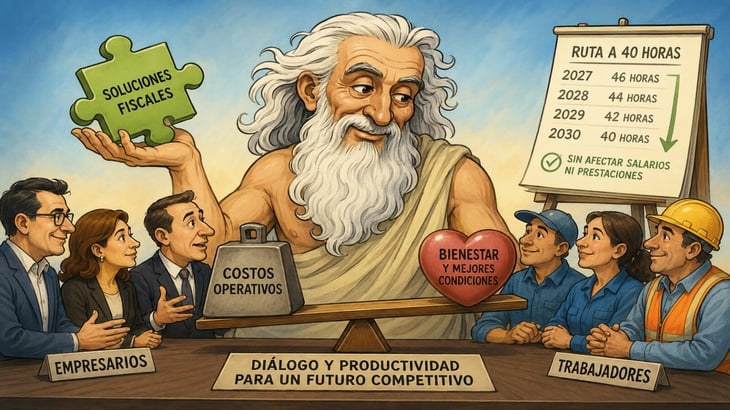 Caricatura editorial - La balanza de las 40 horas