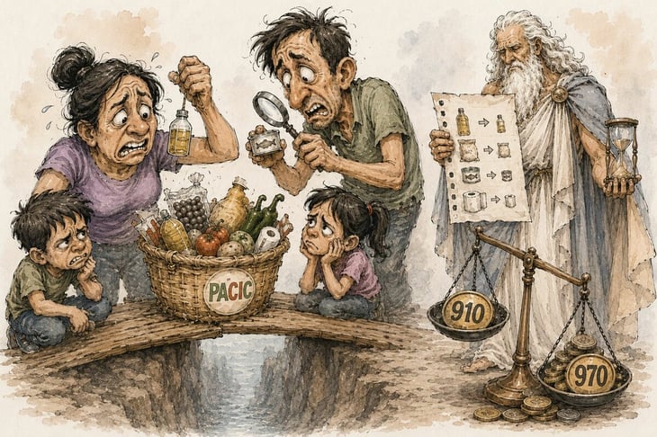 Caricatura editorial - PACIC no cubre gastos reales de despensa
