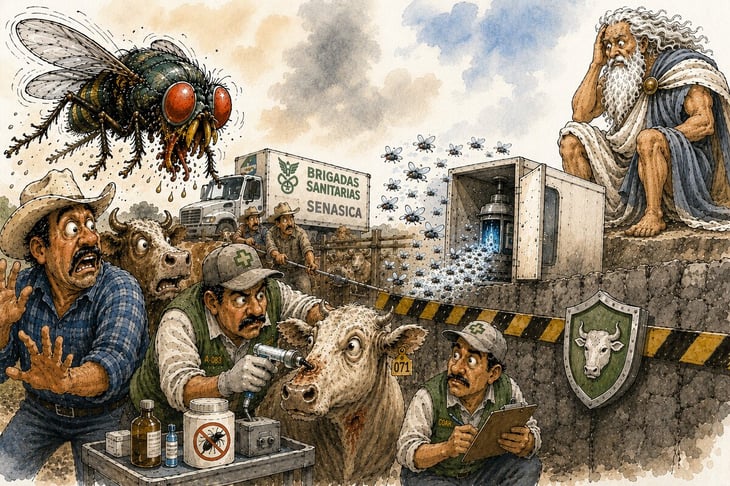 Caricatura editorial - “Blindan ranchos contra el barrenador”