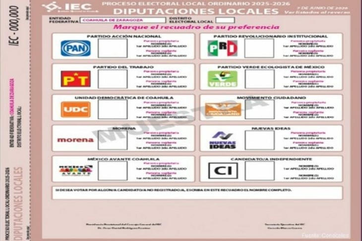 IEC da a conocer las boletas electorales que se usarán el 7 de junio en Coahuila