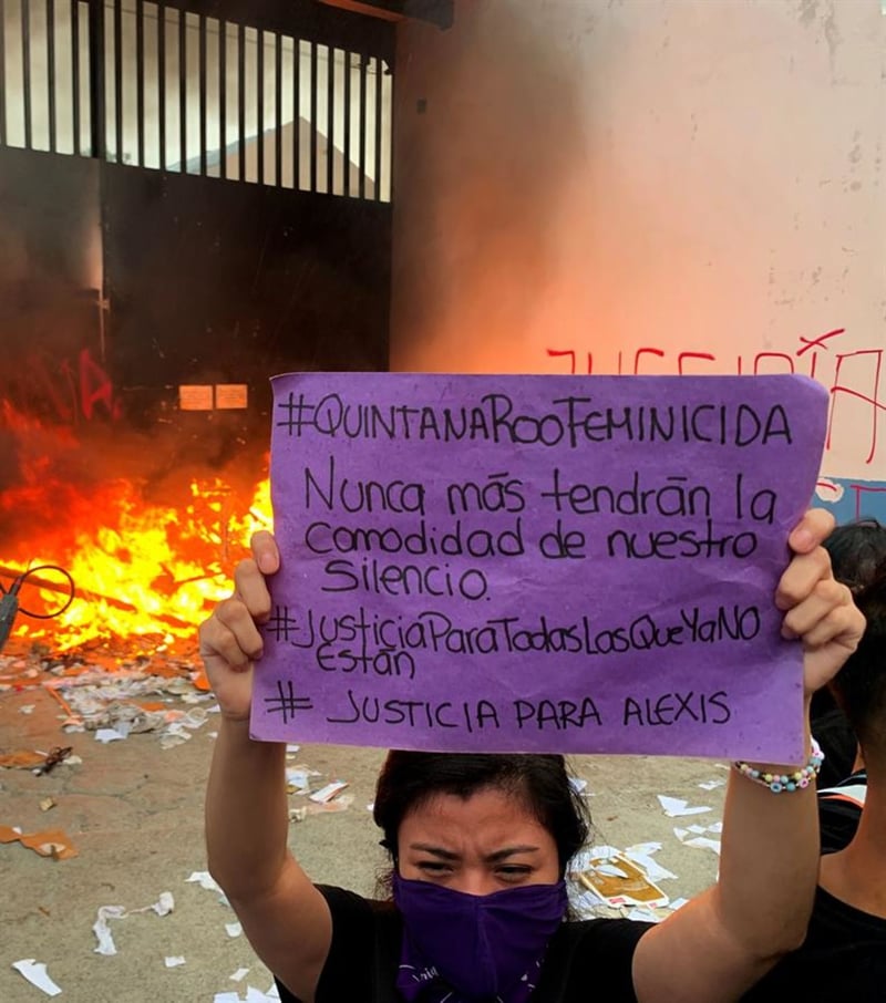 Protesta feminista en Cancún