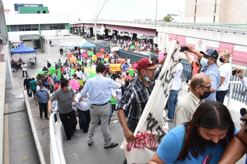 Manifestación de obreros de AHMSA