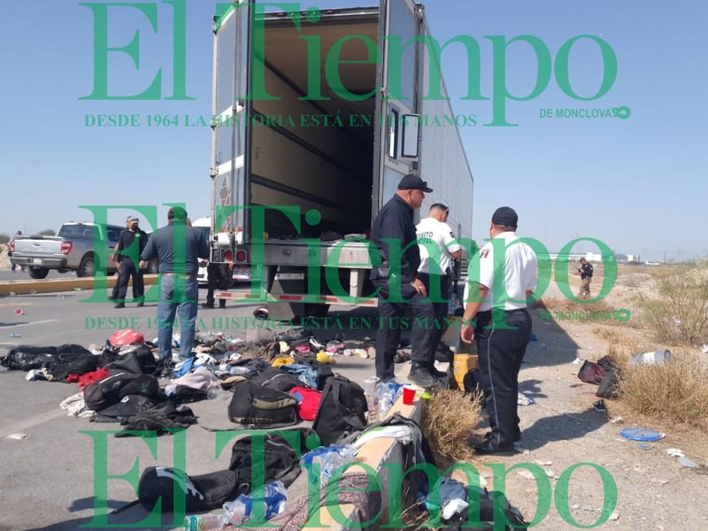 160 migrantes en caja de tráiler en Monclova