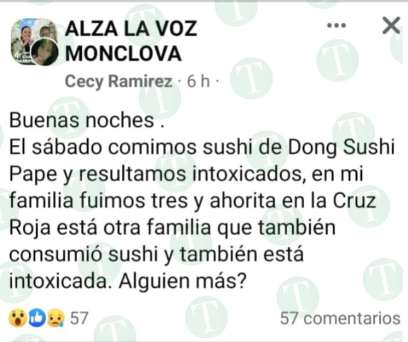 Intoxicados por comer sushi en restaurante del bulevar Pape Monclova 