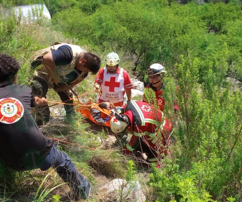 Tráiler cae de puente; socorristas tratan de ayudar al conductor.