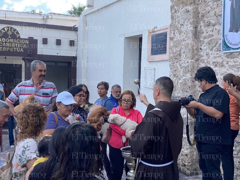 Bendición de las mascotas en la parroquia San Francisco de Asís por el santo día del patrono.