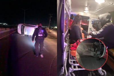 Conductora resulta lesionada tras aparatosa volcadura en el libramiento Carlos Salinas de Gortari