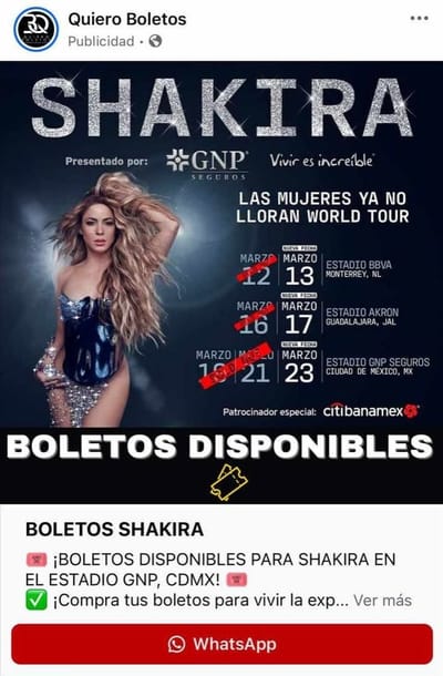 Ciberdelincuentes defraudan a fans de Shakira en Coahuila
